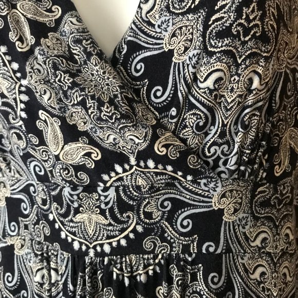 Charter Club Navy w/White & Light Blue Paisley Sleeveless Maxi Dress PM - Picture 4 of 13